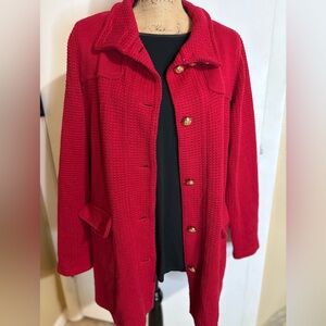 Lauren Ralph Lauren Red Sweater With Gold Buttons Size XL